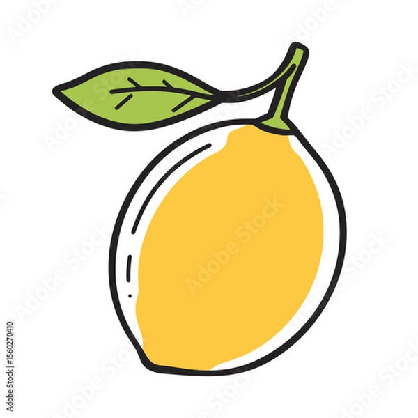 Fototapeta Lemon icon in doodle style. Simple hand drawn fresh fruit vector design element