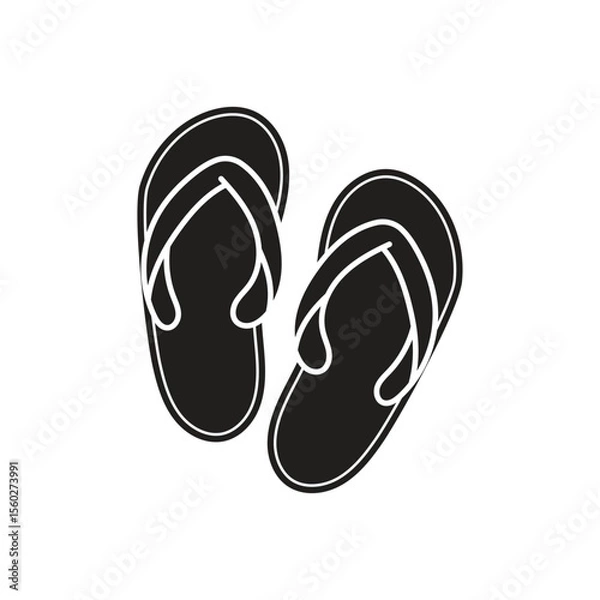 Obraz Flip Flops Outline Coloring Book Black