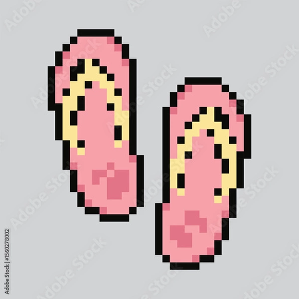 Obraz Pixel Art Sandals Pixelated Footwear Illustration