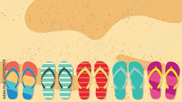 Obraz Sandal Flip Flop Beach Sand Background