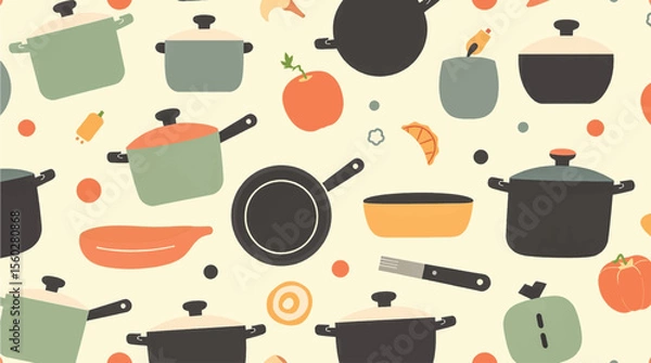 Fototapeta seamless pattern with kitchen utensils pattern background 