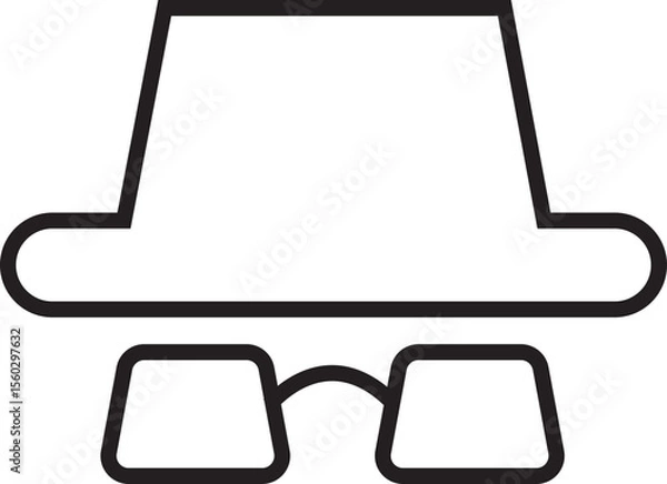 Fototapeta Spyware icon spy with hat symbol in trendy black line style. Hide vector. Comedian pictogram. Incognito mood illustration private silhouette sign isolated on transparent background.