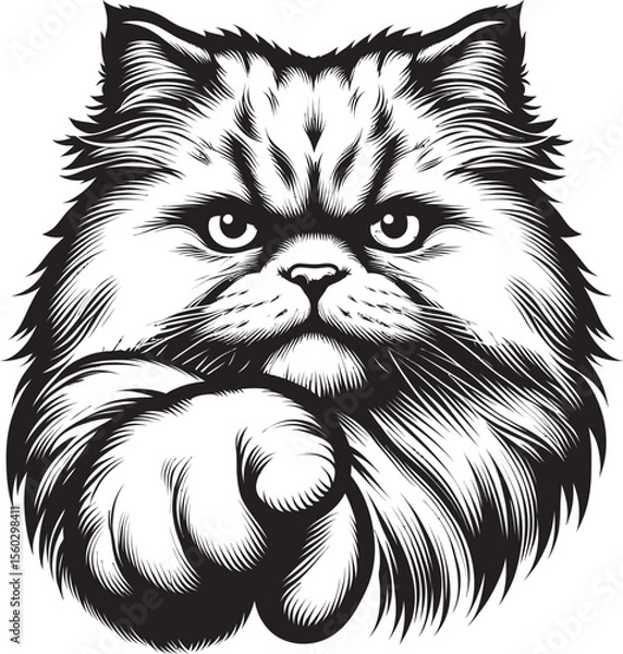 Fototapeta Fierce Fluffy Cat Vector