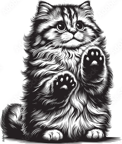 Obraz Fierce Fluffy Cat Vector