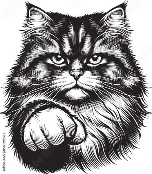 Obraz Fierce Fluffy Cat Vector