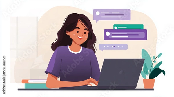 Obraz Conversation client avec icônes de notification