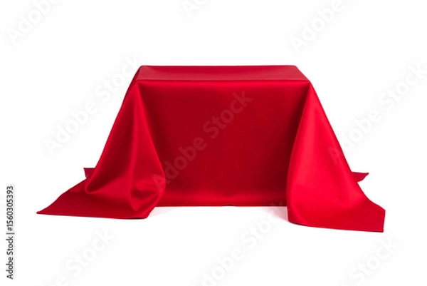 Obraz Something covered with cloth on a white background.