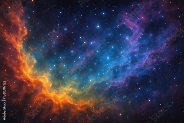 Fototapeta Vibrant cosmic nebula with stars.