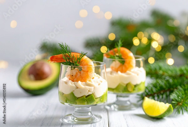 Obraz crevettes et avocat en verrines