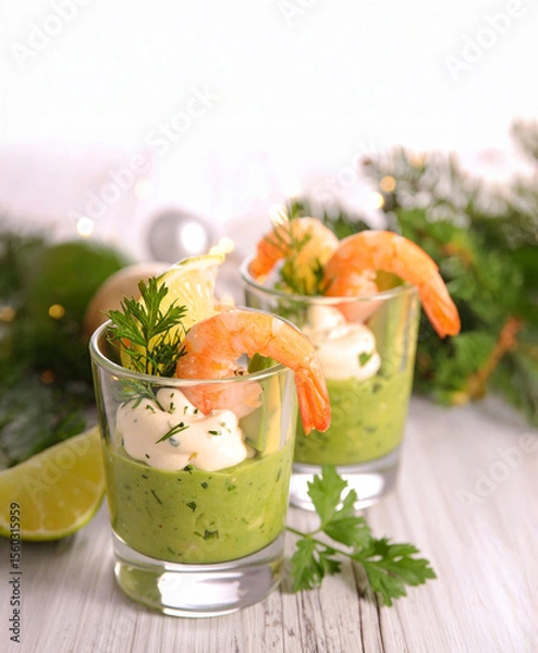 Obraz crevettes et avocat en verrines