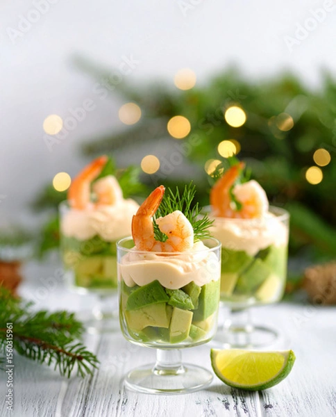 Obraz crevettes et avocat en verrines