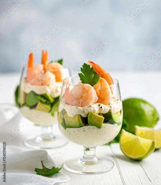 Obraz crevettes et avocat en verrines
