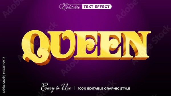 Obraz 3d Queen text style effect template editable text effect