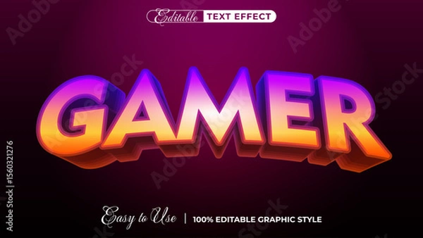 Obraz 3d gamer text style effect template editable text effect