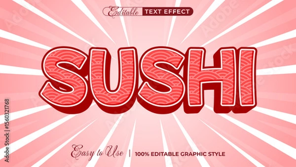 Obraz 3d sushi text style effect template editable text effect