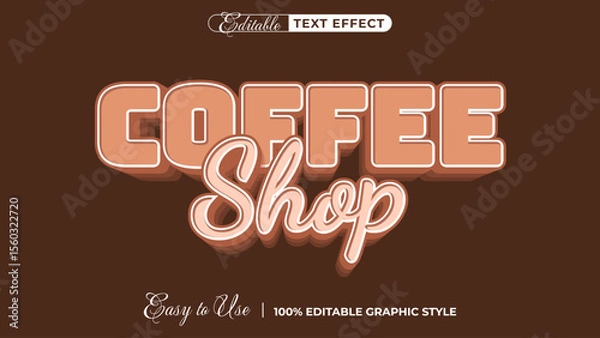 Obraz 3d coffee shop text style effect template editable text effect