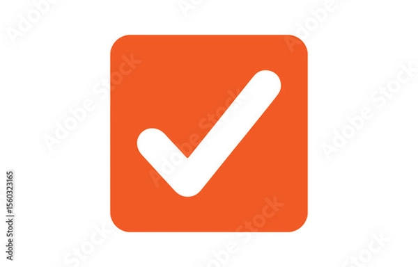 Fototapeta Orange Rounded Square with White Check Mark Inside on Transparent Background check mark box transparent background This perfect for designers add