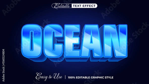 Obraz 3d ocean text style effect template editable text effect
