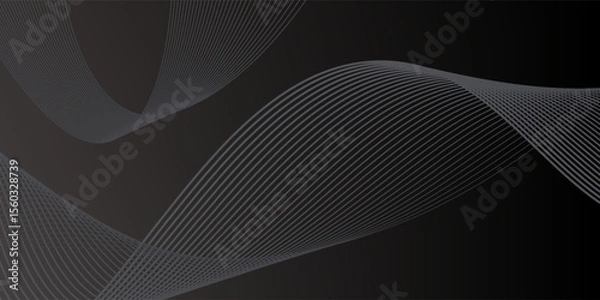Obraz Abstract black background with black gradient. The background features smooth, flowing lines creating a sleek, modern texture. Wave background vector. Black background.