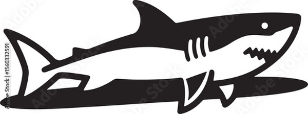 Fototapeta Shark Vector Icon for Sea Life and Wildlife Graphics. ocean, creature, marine, silhouette, fish.