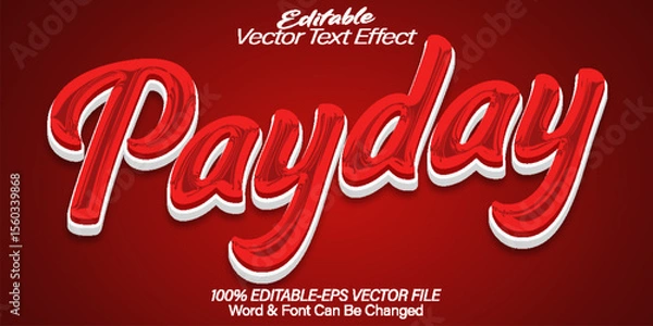 Fototapeta Payday Vector Text Effect Editable Alphabet Red Cartoon Job Payment