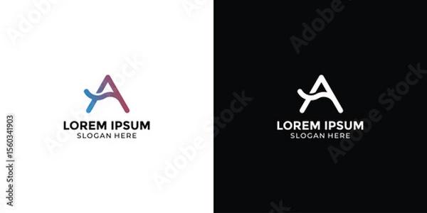 Fototapeta Letter A design logo in tech style