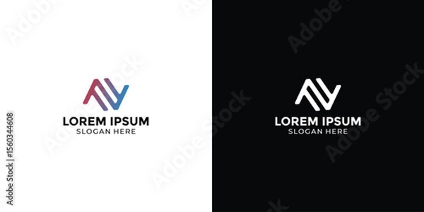 Fototapeta N design logo in tech style