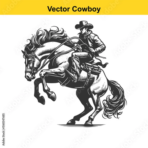 Obraz Vector cowboy baking horse.	