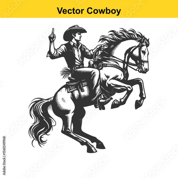 Obraz Vector cowboy baking horse.	