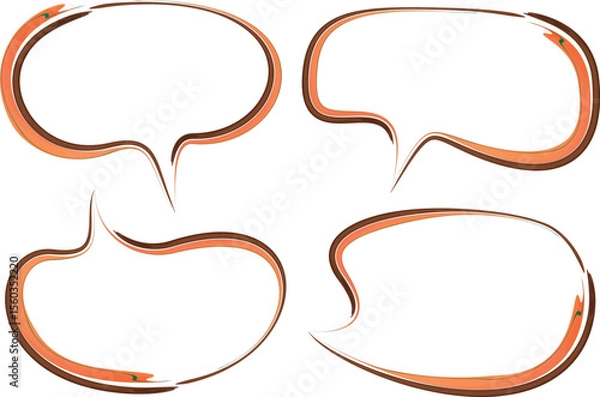 Fototapeta brown orange colorful abstract decorative art stroke speech bubbles set