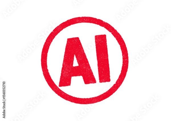 Obraz Vector illustration of the word AI in red circle ink stamp