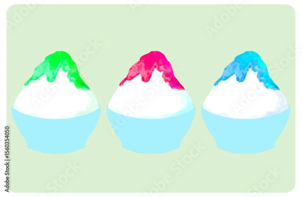 Obraz 水彩風の和風なかき氷セット