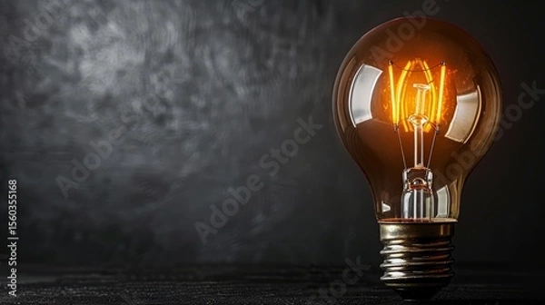 Fototapeta Illuminating lightbulb symbolizing innovation and creativity against a dark backdrop