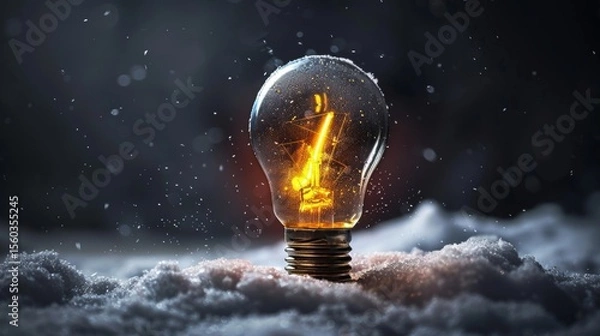Fototapeta Illuminated lightbulb symbolizing innovation and creativity against a dark backdrop