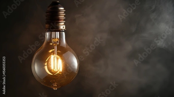 Fototapeta Illuminated lightbulb concept on dark backdrop symbolizing innovation and creative thinking