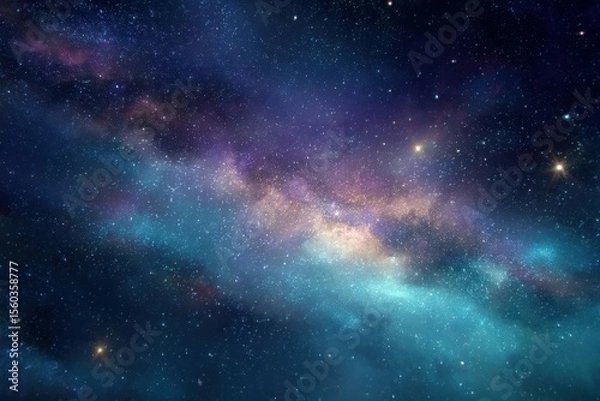 Obraz Captivating milky way scenery showcasing vivid stars and cosmic hues for astronomy fans and sci-fi enthusiasts in enchanting anime illustration style