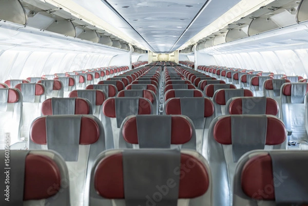 Obraz Inside empty wide body passenger airplane cabin