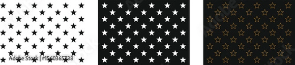 Fototapeta 50 USA American Flag Star Pattern Variations in Black and White and Gold.