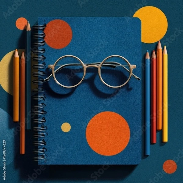 Obraz Study supplies on a dark background