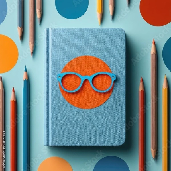 Obraz Pastel-toned notebook with glasses