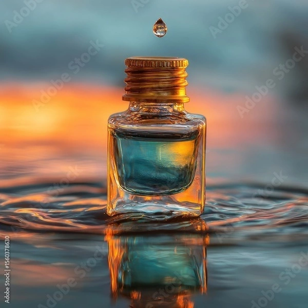 Obraz A perfume bottle at sunset