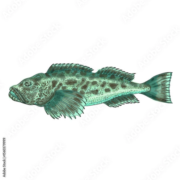 Fototapeta lingcod, ling cod, Ophiodon elongatus, buffalo cod, cultus cod, Hexagrammidae, Chordata, Actinopterygii, Ophiodon
