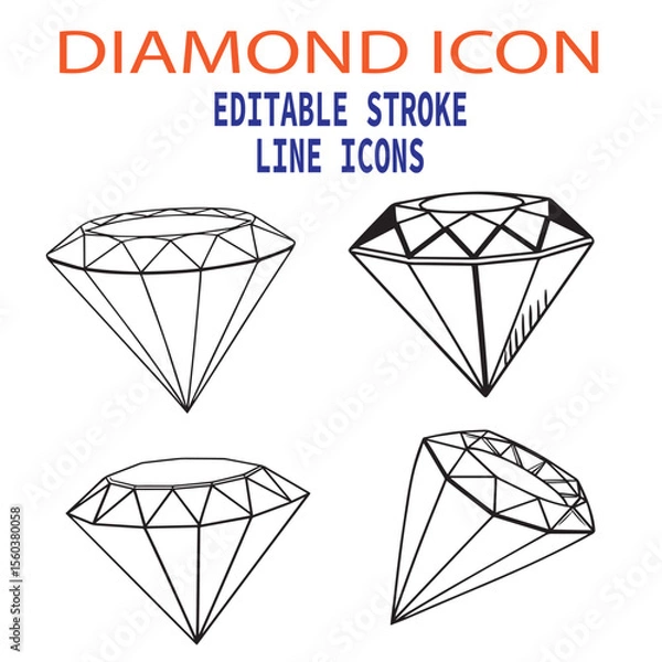 Fototapeta 
Diamond Line Art Vector Icon Illustration with Editable Stroke - diamond, gem, jewel, vector, icon, line, illustration, editable, perfect for logos and icons
