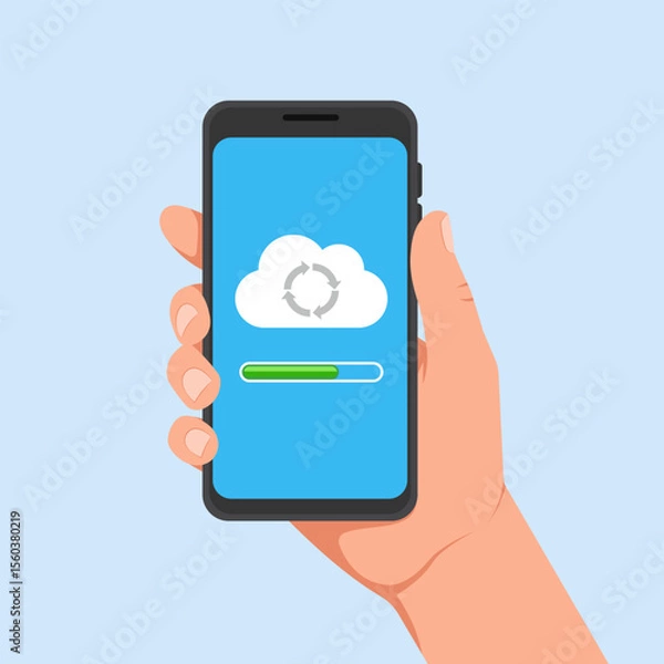 Obraz Illustration of a Cloud Sync Download and Data Transfer on Smartphone