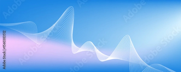 Fototapeta Abstract glowing wave lines on dark blue background. Dynamic wave pattern. Modern flowing wavy lines. Futuristic technology concept.
