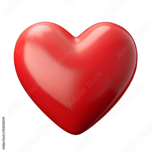 Obraz 3D Red heart shape on white.