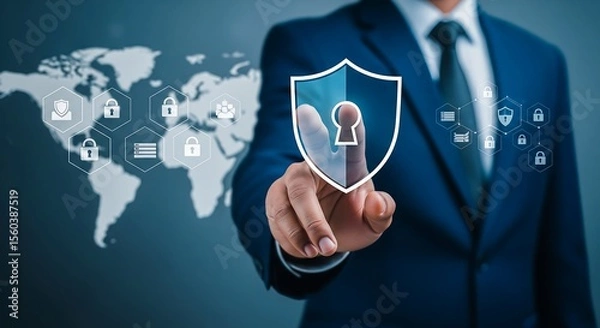 Fototapeta Cybersecurity protection data privacy network security internet security global security business security