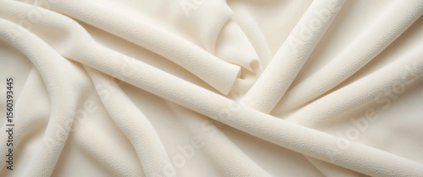 Fototapeta Ivory velvet textured fabric background, soft folds, minimal luxury feel, high-resolution textile surface