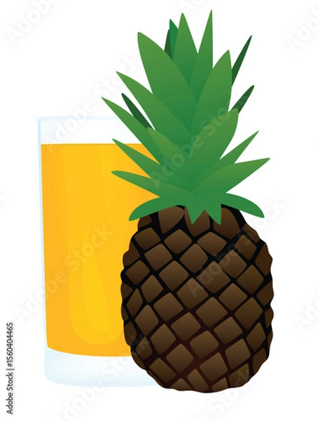 Fototapeta Pineapple juice with whole pear and a half , vector	
