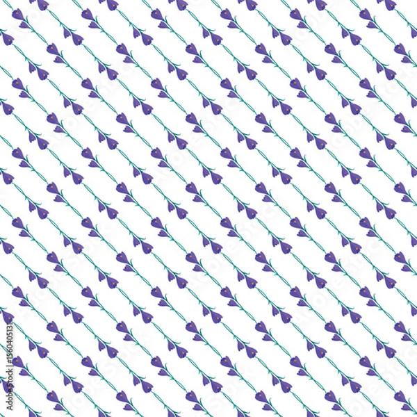 Fototapeta Elegant Purple Flower Pattern on Diagonal Lines with a Clean White Background